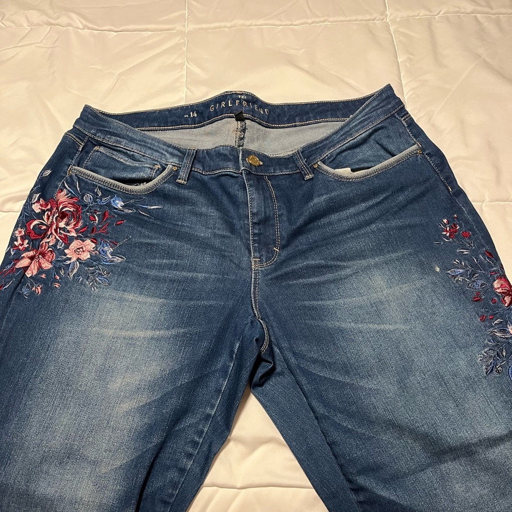 WHBM denim jeans with embroidery